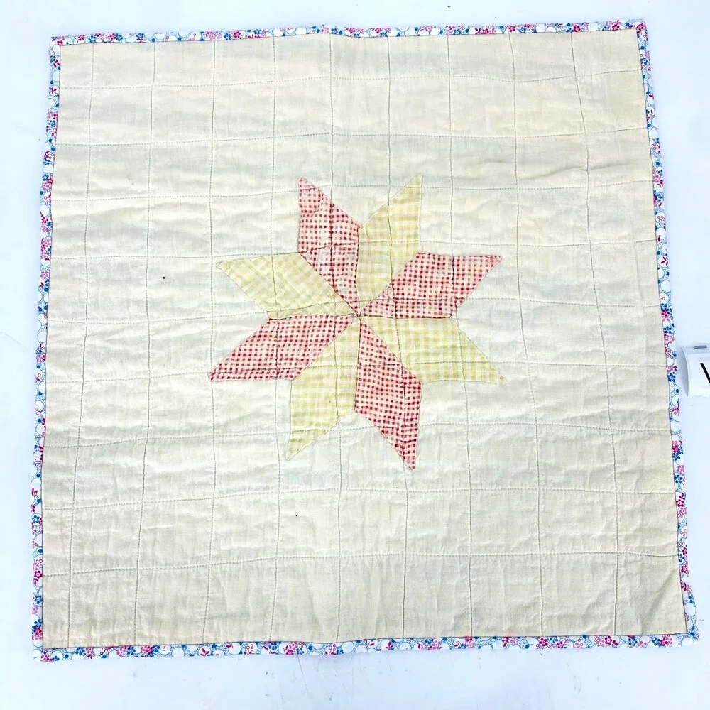 Vintage Handmade Virginia Star Quilt Block 20x20 Cotton Quilt Piece Craft Decor